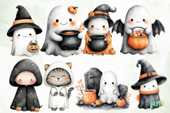 Cute Ghost Watercolor Clipart Product Image 6