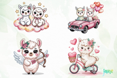 In Love Alpacas Watercolor Clipart Product Image 1