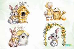 Yellow Gingham Bunny PNG Product Image 1