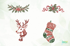 Watercolor Vintage Christmas Clipart Product Image 1
