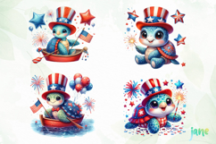 Sea Turtle 4th of July Clipart Product Image 1