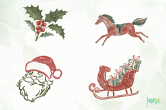 Watercolor Vintage Christmas Clipart Product Image 1