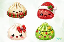 Glitter Christmas Dumpling Clipart Product Image 1