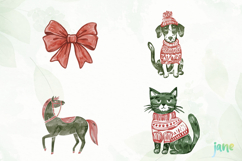 Watercolor Vintage Christmas Clipart Product Image 1