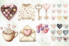 Watercolor Valentines Teddy Bear Clipart Product Image 2