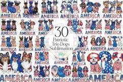 Patriotic Trio Dogs Sublimation Clipart Product Image 1