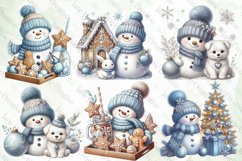 Christmas Pastel Blue Snowman Clipart Product Image 2