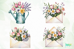 Watercolor Spring Flowers Clipart Product Image 1