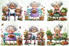 Gardening Grandma with Flowers Clipart Product Image 3