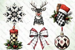 Black &amp; White Plaid Christmas Clipart Product Image 3