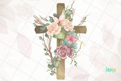Retro Flower Cross Watercolor Clipart Sublimation Product Image 3