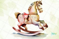 Rocking Horse Watercolor Sublimation Clipart Product Image 3
