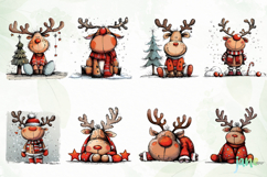 Quirky Funny Christmas Reindeer Clipart Bundle Product Image 7