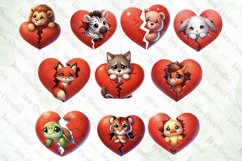 Animals Broken Heart Sublimation Clipart Product Image 3
