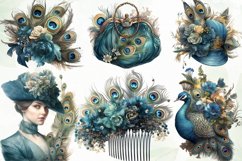 Beautiful Victorian Peacock Blue Clipart Product Image 3