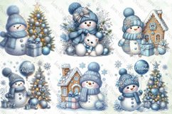 Christmas Pastel Blue Snowman Clipart Product Image 3
