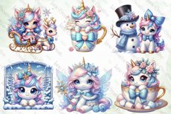 Winter Unicorn Clipart Sublimation Product Image 4