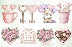 Watercolor Valentines Teddy Bear Clipart Product Image 4