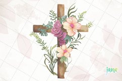 Retro Flower Cross Watercolor Clipart Sublimation Product Image 4