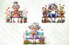 Gardening Grandma with Flowers Clipart Product Image 4