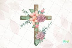 Retro Flower Cross Watercolor Clipart Sublimation Product Image 5