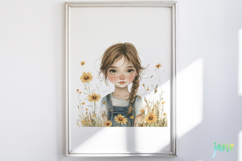 Daisy Flower Girl Watercolor Product Image 5