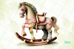 Rocking Horse Watercolor Sublimation Clipart Product Image 5