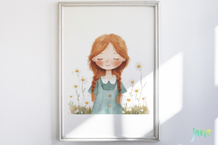 Daisy Flower Girl Watercolor Product Image 5