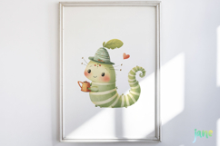 Cute Worm Watercolor Clipart Product Image 2