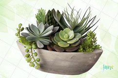 Succulent Plant Arrangement Watercolor Sublimation Clipart Product Image 5