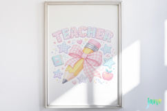 Pastel Teacher Pencil Bow Back To School Product Image 2