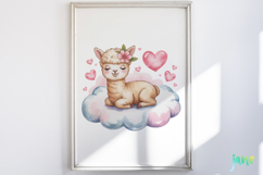 In Love Alpacas Watercolor Clipart Product Image 2
