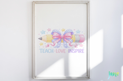 Pastel Teacher Pencil Bow Back To School Product Image 2