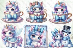 Winter Unicorn Clipart Sublimation Product Image 6