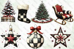 Black &amp; White Plaid Christmas Clipart Product Image 6