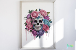 Floral Skull Sublimation Clipart Bundle Product Image 3