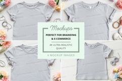 Mockup of gray t-shirts with floral background Product Image 1