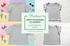 Mockup of gray t-shirts for children Product Image 1