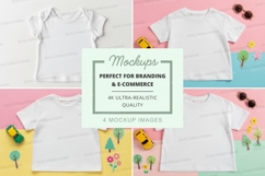 Mockup of white t-shirts with playful background elements Product Image 1