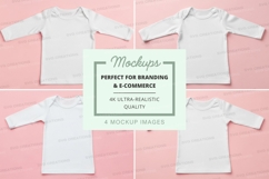 Mockup: white long-sleeve shirts on pink background Product Image 1