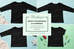 Mockup of black t-shirts with various accessories Product Image 1