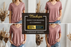 Women's v-neck t-shirt mockup Product Image 1