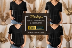 Black v-neck t-shirt mockup Product Image 1