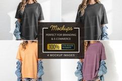 T-shirt mockup with denim sleeves Product Image 1