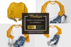 Yellow and white baseball tee t-shirt mockup Product Image 1