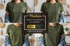 Casual olive green t-shirt mockup Product Image 1