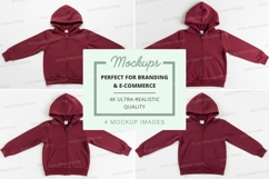 Mockup of burgundy hooded sweatshirts Product Image 1