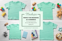 Mockup of children's clothing with toys and books Product Image 1