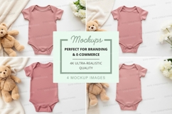 Mockup: baby onesies with teddy bears Product Image 1