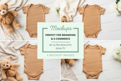 Mockup of baby onesies with teddy bears Product Image 1